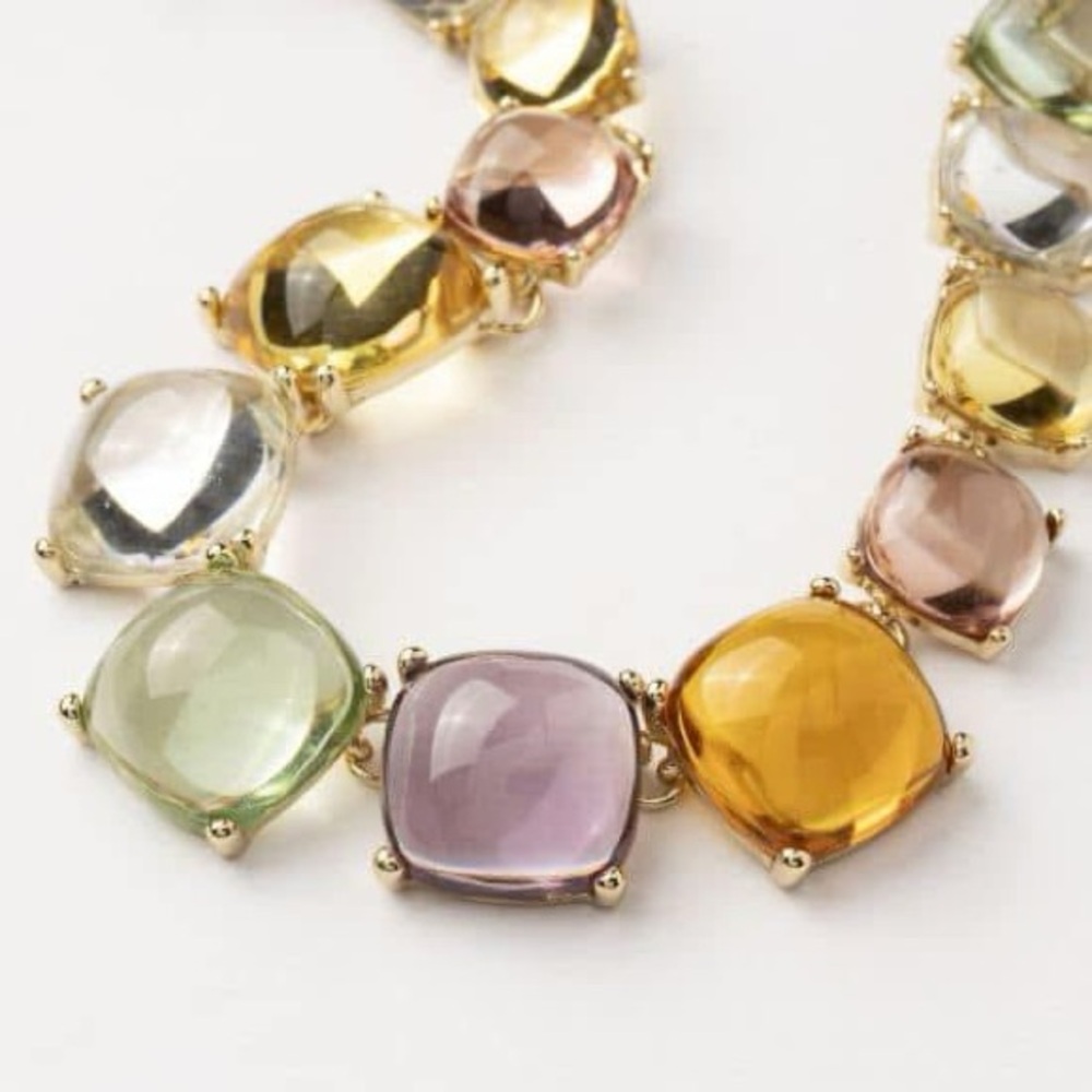 Plunder Multicolor Cushion Stone Necklace - Gold Setting